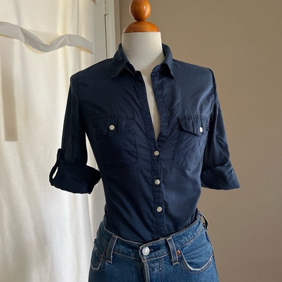 Max Studio 3/4 Sleeve 100% Cotton Button Down - Picture 1 of 7